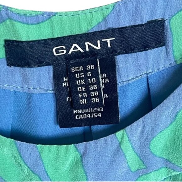 Gant Silk Floral Ruffle Sleeve Midi Dress in Blue and Green Size 6 - Picture 3 of 5